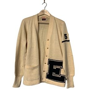 VINTAGE | 1951 Trojan Wool Varsity Cardigan Sweater (Size 40)
